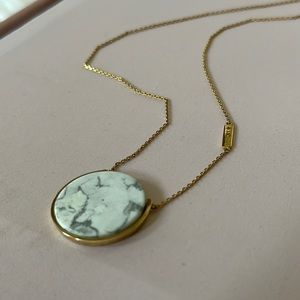 Canvas Style Gold Marble Memory Pendant Necklace